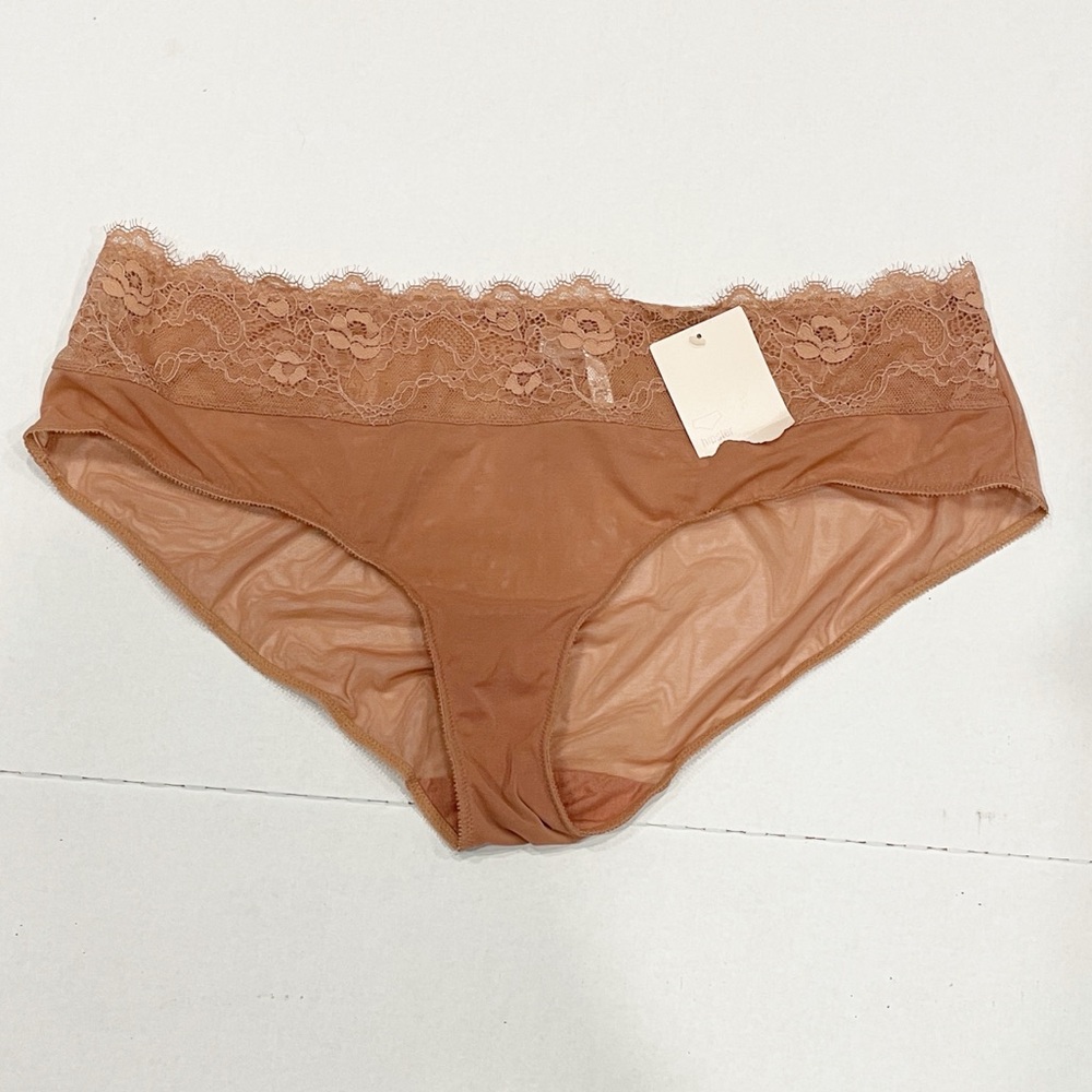 NEW Gilligan & O’ Malley Womens 2X Hipster Lace Trim Light Brown Panties 202651